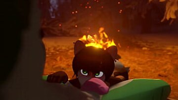 3D Furry Babe يعطي عن طريق الفم الساخن ويأخذ Bukkake