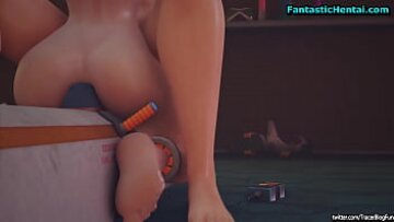 Bridgitte’s Hentai Anime Threesome: Tracer يحصل مارس الجنس بشدة