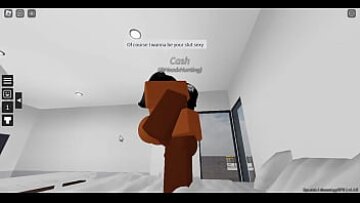 معلق الرجل الأسود سحق في لعبة الشقة مع وقحة روبوكس قرنية
