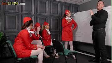 مضيفات CFNM في الكعب العالي GANGBANG COCK عيد العيد